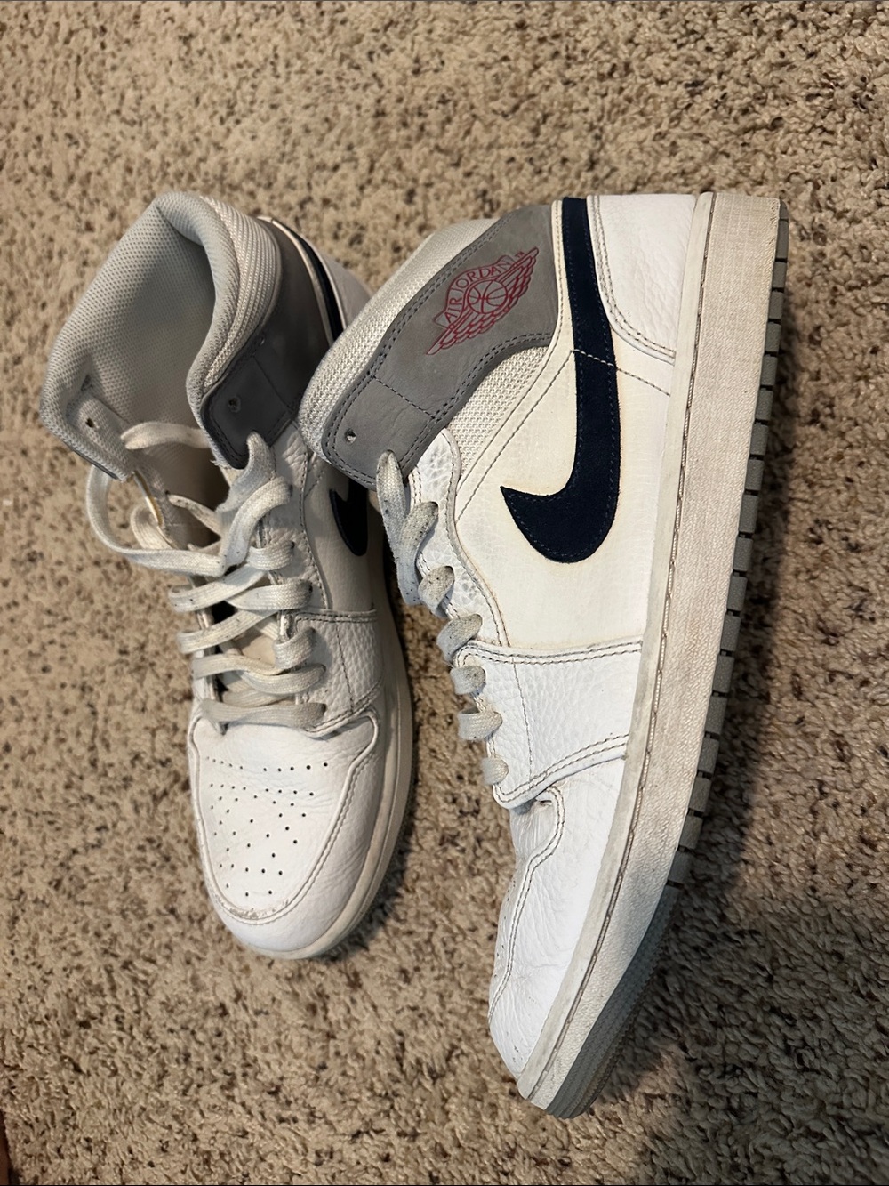 Nike White Navy Gray Air Jordan Mid Men's Sneakers Mens 12.5 Paris